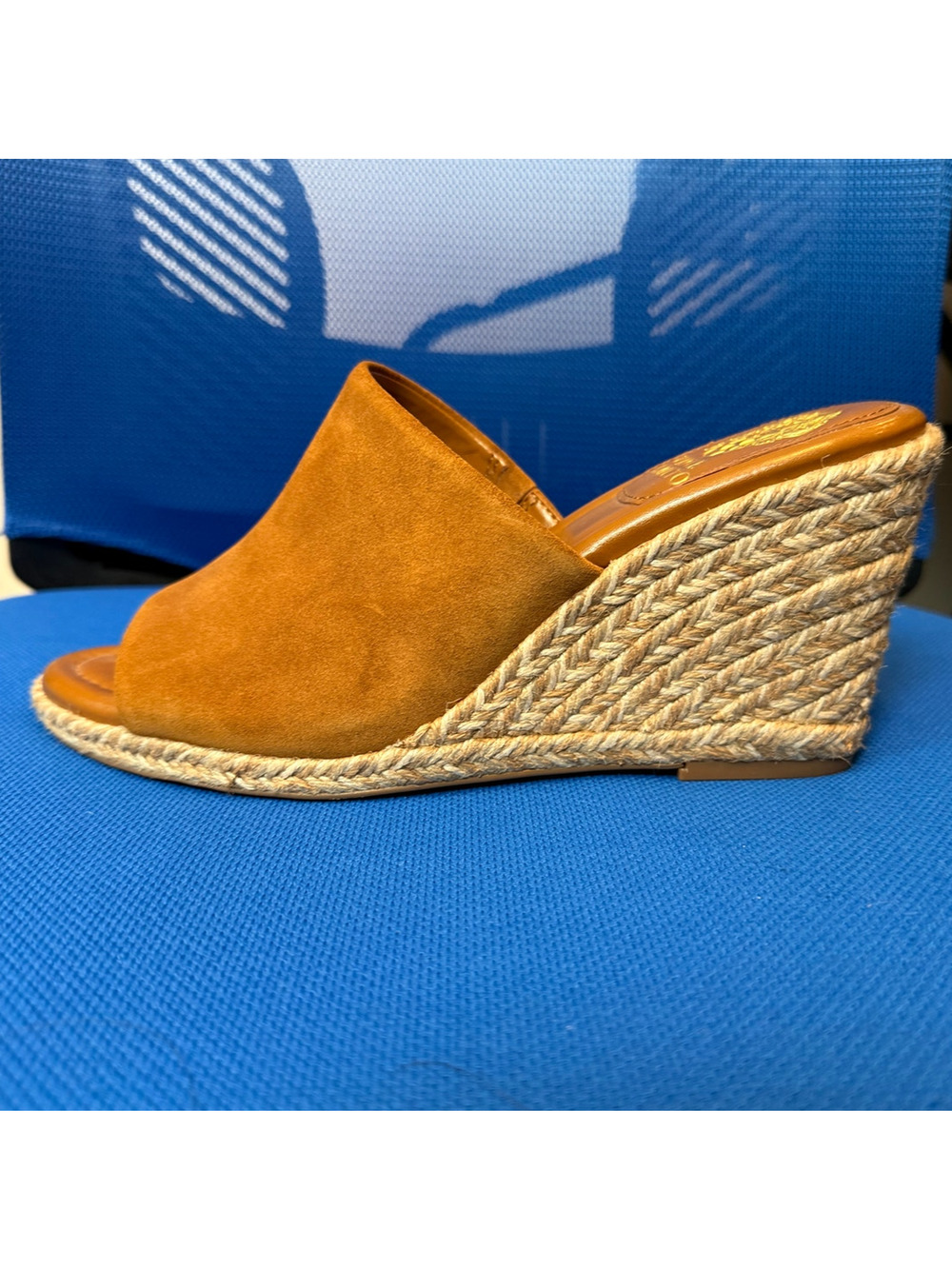 Vince Camuto Suede Espadrille Wedge Slide Sandals Brown Womens 9.5 New